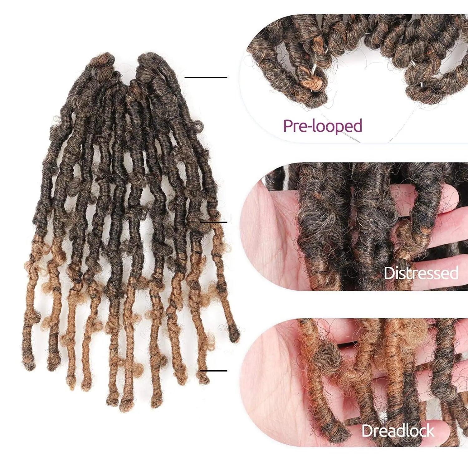Toyotress Distressed Butterfly Locs Pre-twisted Distressed Synthetic Crochet Hair